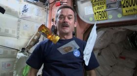 First, get your ingredients: Chris Hadfield's latest video from the International space station reveals how astronauts create snacks in orbit. Here, he collects everything for a honey and peanut butter tortilla