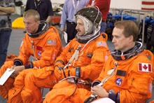 S.M. with 2 NASA astronauts at JSC