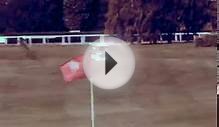 Astronaut plants flag on golf course